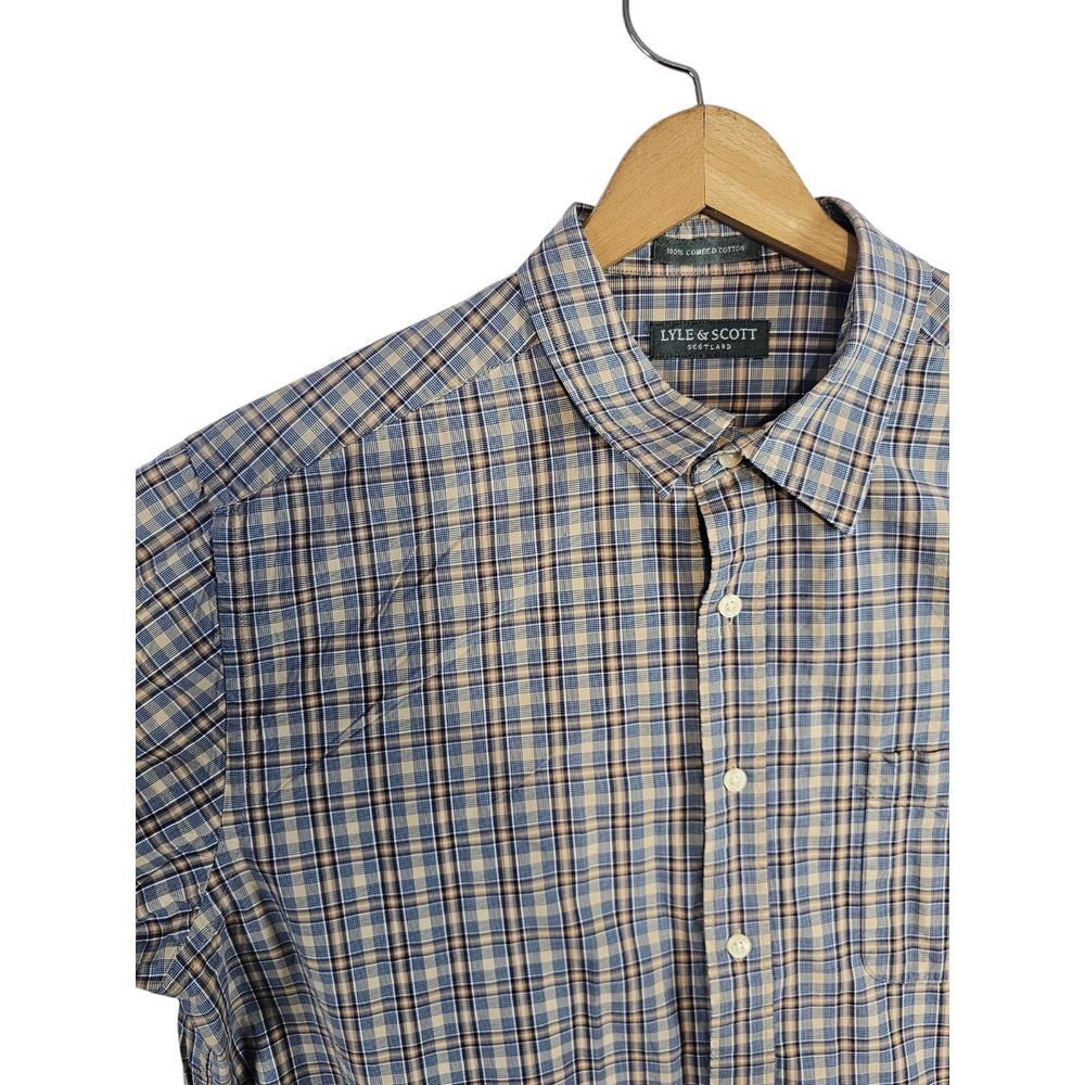 Lyle And Scott Scotland Plaid Button Down‎ Shirt Mens XL Combed Cotton